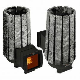 Дровяная банная печь GrillD Cometa 180 Vega Long Window Max Stone, серпентинит