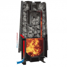 Дровяная банная печь GrillD Cometa 180 Vega Window Stone, серпентинит