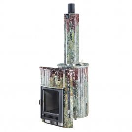 Дровяная печь Ферингер Малютка ПФ в облицовке Жадеит+Россо Леванте, до 18 м&sup3;