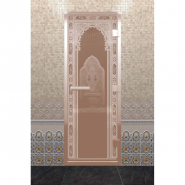 Дверь для хамам DoorWood 800x2100 Восточная арка, бронза, без порога, правая