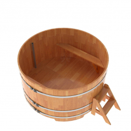 Купель круглая, сращенные ламели из лиственницы, диаметр 2.0