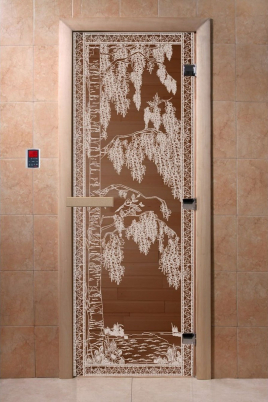 Стеклянная дверь DoorWood Березка бронза, коробка ольха