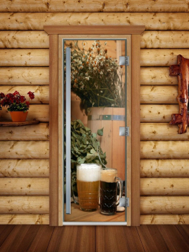 Дверь для сауны DoorWood Престиж А017 с фотопечатью, 70х190, коробка ольха