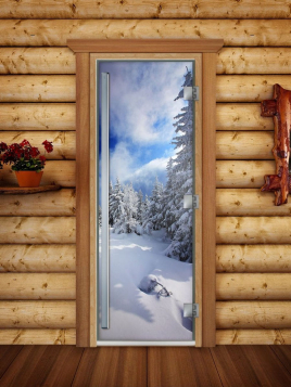 Дверь для сауны DoorWood Престиж А081 с фотопечатью, 70х190, коробка ольха