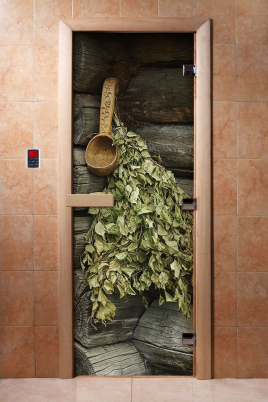Стеклянные двери DoorWood с фотопечатью А003, коробка ольха