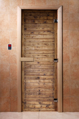 Дверь для сауны DoorWood А020 с фотопечатью, 70х190, коробка ольха