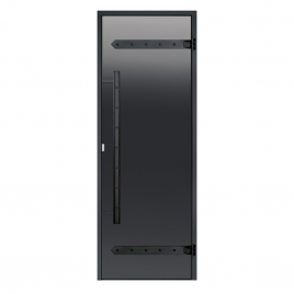 Стеклянная дверь Harvia Legend 70x190, стекло серое, коробка черный алюминий