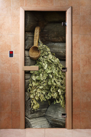 Стеклянные двери DoorWood с фотопечатью А003, коробка ольха