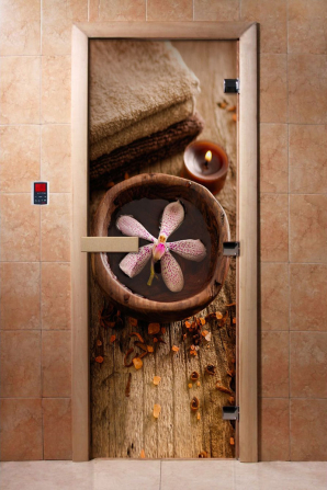 Стеклянные двери DoorWood с фотопечатью А009, коробка ольха