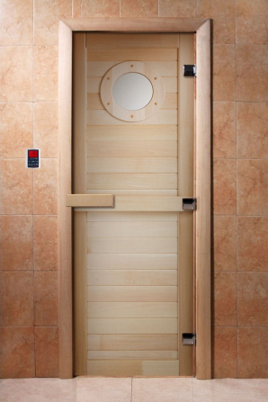 Стеклянные двери DoorWood с фотопечатью А023, коробка ольха